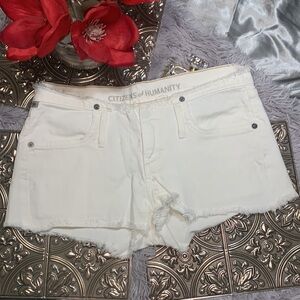 🌹Citizens Of Humanity • Y2K • CowGirl Low - Rise • Raw White Jean Short Shorts